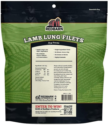 Redbarn Lamb Lung Filets - Oven Roasted Jerky-Style Dog Treats, Flavorful, Tasty & Highly Palatable Chews, Single Ingredient Protein – 10 oz, Case of 10 Bags