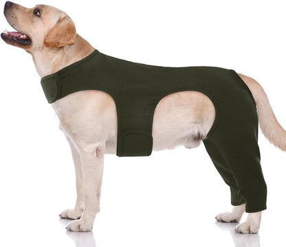 ROZKITCH Dog Leg Surgery Recovery Suit Rear Legs, Pet Sleeve to Prevent Licking Wound Elbow Protector, Dog Recovery Suit Cone Collar Alternative for Sprain ACL CCL Arthritis Joint Care Green XL
