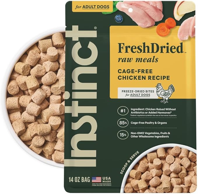 Instinct FreshDried Bites, Natural Freeze-Dried Dog Food, Grain-Free - Cage-Free Chicken, 14 oz. Bag