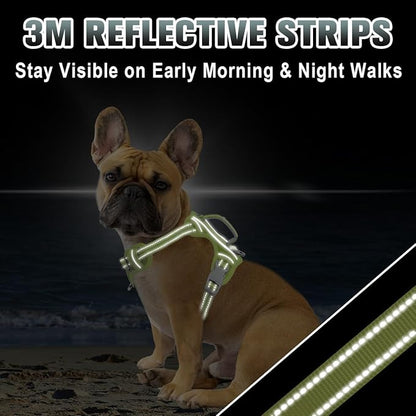 BARKBAY No Pull Dog Harness Large Reflective Dog Harness with Front Clip and Easy Control Handle for Walking Training Running with ID tag Pocket(Sunlight,XS)