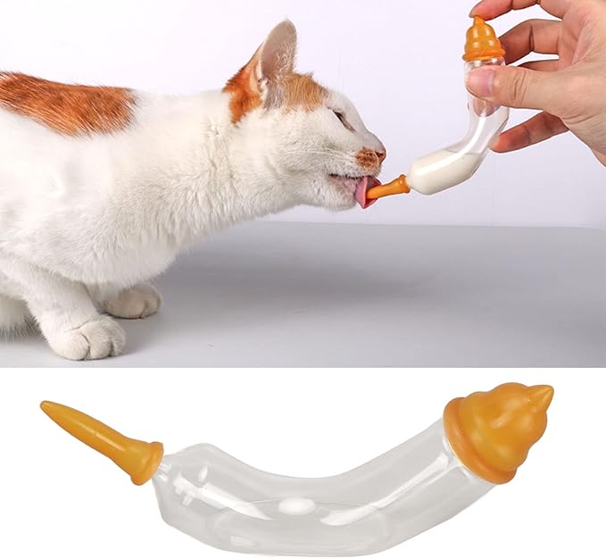 Pet Nursing Bottle, 10ml Glass Adjustable Arc Design Newborn Pet Milk Feeder, Ergonomic Pet Milk Feeding Bottle for Kitten, Puppy, Hamster