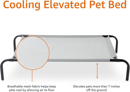 Amazon Basics Cooling Breathable Elevated Dog Bed with Durable Metal Frame, Medium, 43 x 26 x 7.5 Inch, Grey, Easy to Assemble