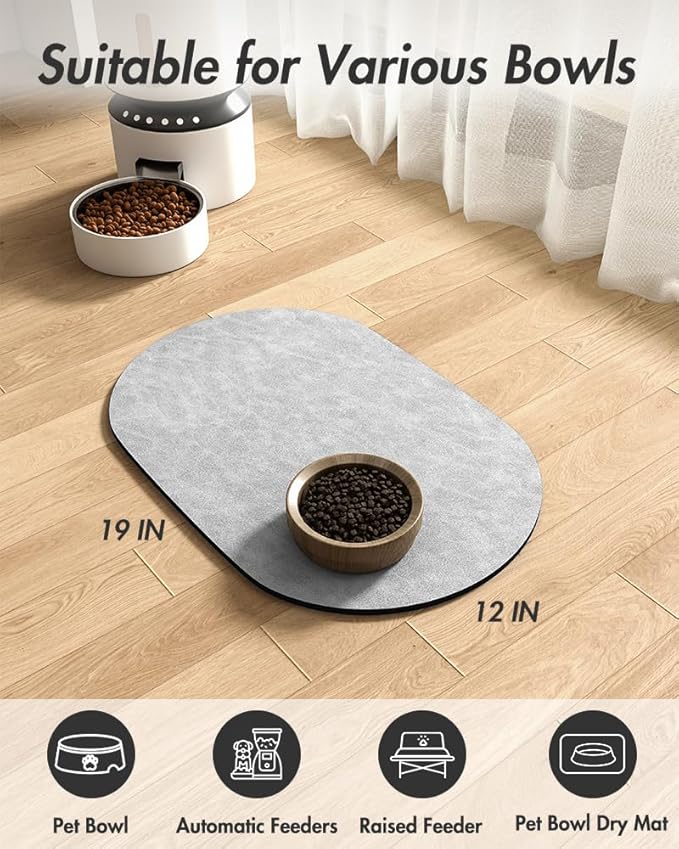 Absorbent Dog Food Mat-Cat Dog Mat for Food and Water Bowl, Quick Dry Pet Food Mat, No Stains Dog Feeding mat, Dog Accessories Pet Supplies Mat-Dog Water Bowl Mat for Messy Drinkers