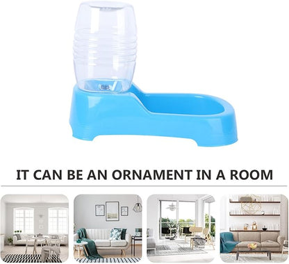 Mipcase Dog Water Feeder, Dog Water Dispenser Large, Automatic Pet Food Water Dispenser Plastic Food Feeding Bowls for Dogs Cats (Blue)