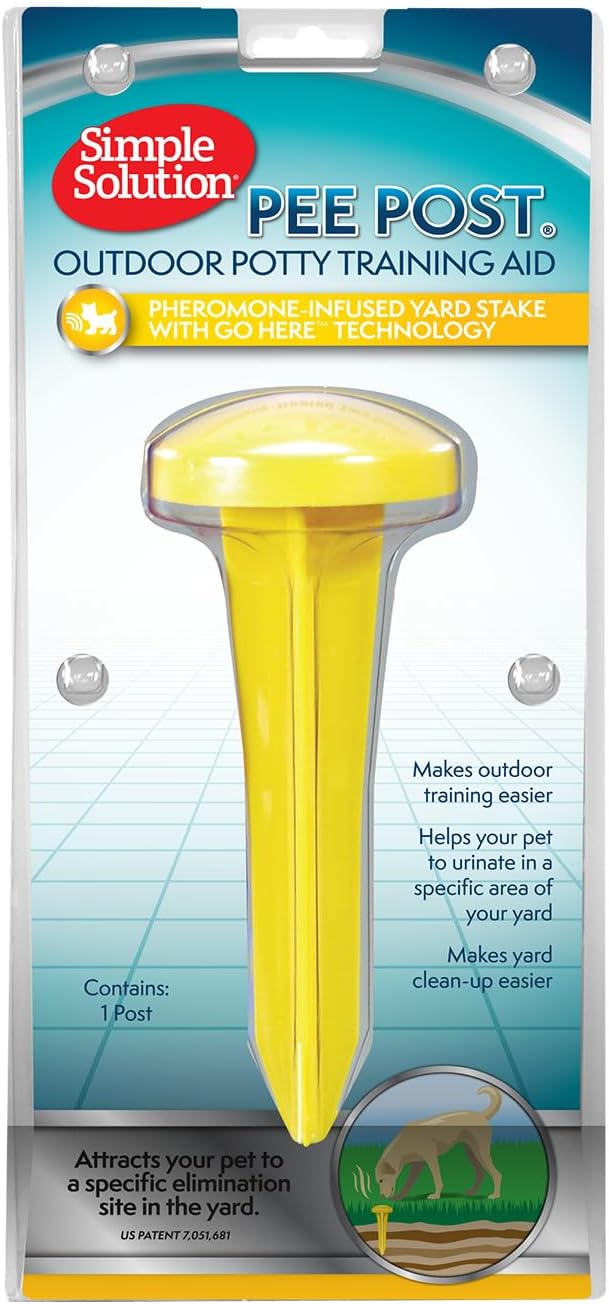Simple Solution Pee Post Outdoor Dog Training Aid, 13-Inch Pheromone Infused Yard Marking Stake for Puppy Potty Training, Housebreaking, Lawn and Garden Dog Pee Attractant, Reusable Potty Helper