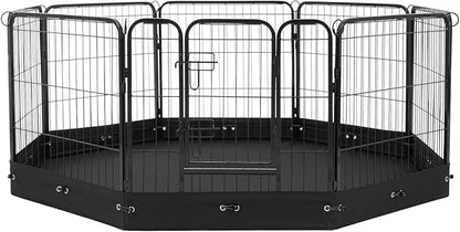 VEVOR Dog Playpen, 8 Pcs 24 x 24 in Panels Foldable Metal Pet Exercise Pen, Dog Fence Indoor and Outdoor Pen with Door, Storage Bag and Bottom Pad, Pet Playpen for Dogs, Cats and Other Small Animals