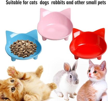 Skrtuan Set of Cat and Dog Bowls - Non Slip, Shallow Food and Water Bowls for Pets (Cats, Dogs, Rabbits, Puppies), Safe Food - Grade to Relieve Whisker Fatigue