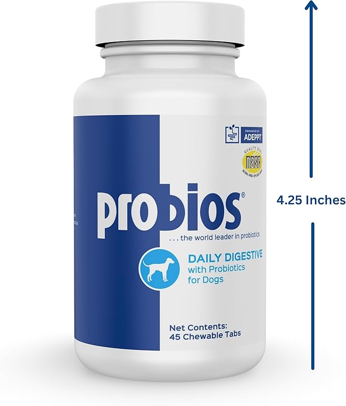 Probios Chewable Tablets for Dogs, Daily Probiotic Supplment for Gut Health, Digestion & Immune Support, 45 Count