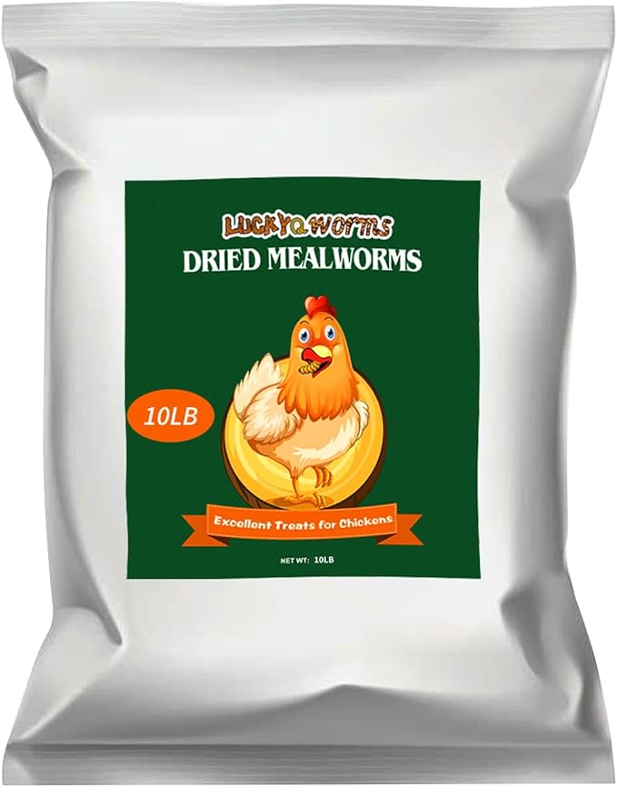 10lbs Dried Mealworms Bulk – High Protein Chicken Treats, Wild Bird Food & Feed Supplement | Non-GMO Mealworms for Chickens, Birds, Reptiles, Turtles & Hamsters