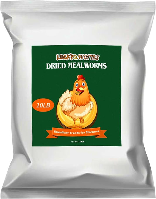10lbs Dried Mealworms Bulk – High Protein Chicken Treats, Wild Bird Food & Feed Supplement | Non-GMO Mealworms for Chickens, Birds, Reptiles, Turtles & Hamsters