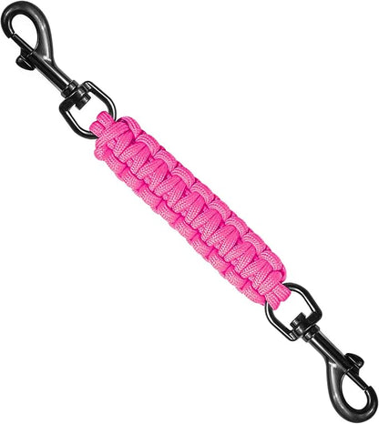 Dog Collar Safety Clip, Collar Companion, Handmade Backup Safety Strap, Double-Ended Clip Leash Connector, Suitable for Dog Harnesses, Prong, Pinch Collars (Pink, 1 Pack)