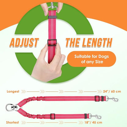 AUTOWT Double Dog Leash, No Tangle 360°Swivel Rotation Reflective Lead Attachment Adjustable Length Dual Two Dogs Lead Splitter, Comfortable Shock Absorbing Walking Training for 2 Dogs