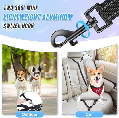 AUTOWT Double Dog Leash, No Tangle 360°Swivel Rotation Reflective Lead Attachment Adjustable Length Dual Two Dogs Lead Splitter, Comfortable Shock Absorbing Walking Training for 2 Dogs