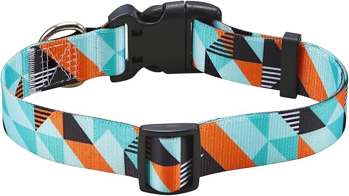 Mihqy Dog Collar with Bohemia Floral Tribal Geometric Patterns - Soft Ethnic Style Collar Adjustable for Small Medium Large Dogs(Geometry,L)