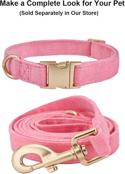 Soft Cotton Dog Leash, 5 Ft Heavy Duty Corduroy Dog Leashes with Gold Metal Hook for Small Medium Large Dogs,Medium,Pink