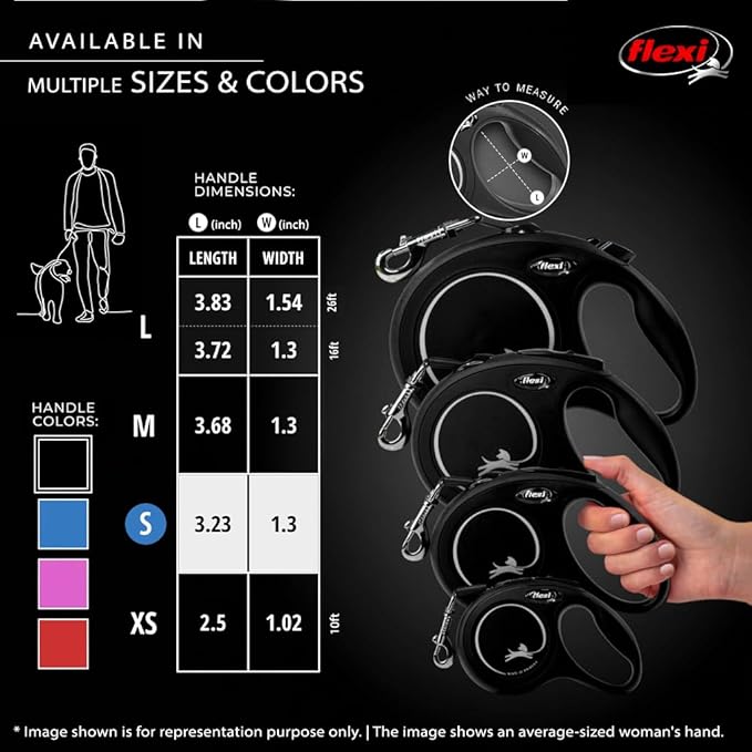 FLEXI New Classic Cord Retractable Dog Leash for Small Dogs up to 33 lbs. – 26 ft., Black | Tangle-Free Pet Walking Leash with One-Handed Brake, Pause, Lock|German Quality Product