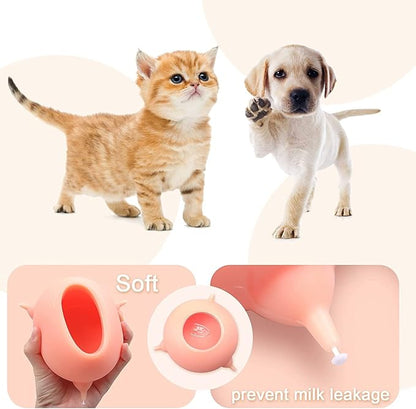 Kitten & Puppy Feeder Milk Nipple - 3 Nipple Bottles for Nursing & Multiple Puppies - Milk Replacer Formula