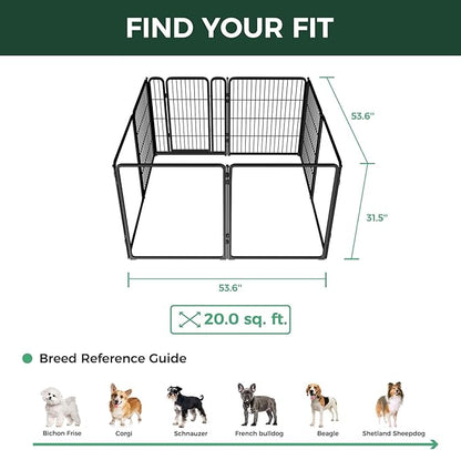 FXW AuraSpace Pro Acrylic & Wire Mesh Indoor Dog Playpen, 32" Height 8 Panels Metal Dog Pen for Small and Medium Dogs, Black│Patented