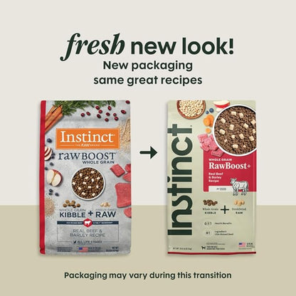 Instinct RawBoost, Natural Dry Dog Food with FreshDried Raw, Whole Grain Recipe - Real Beef & Barley, 20 lb. Bag
