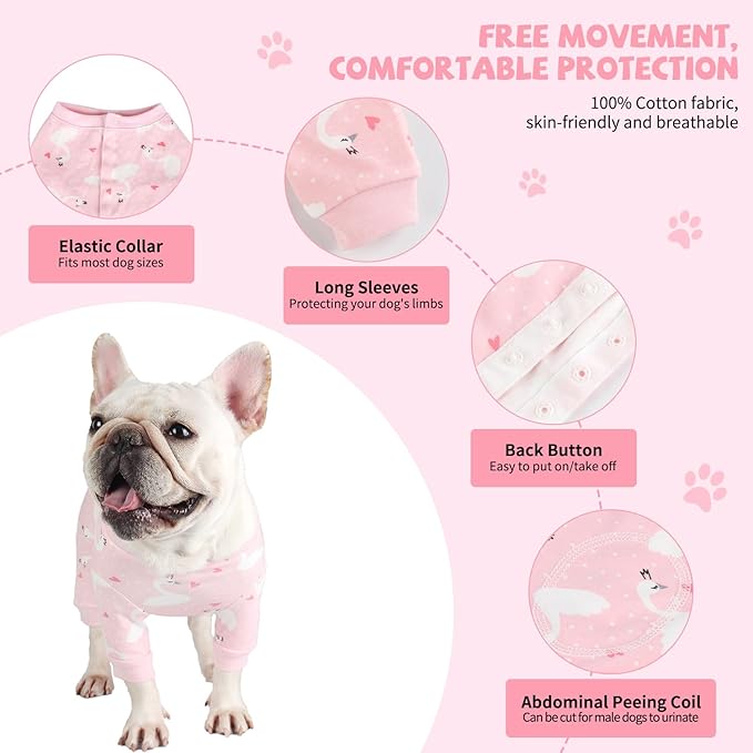 Dog Onesie for After Surgery Recovery Suit Pet Surgical Suit for Female Male Cone E-Collar Alternatives After Spay Abdominal Wounds Protector Dog Anti-Licking Onesie for Small Medium Dogs