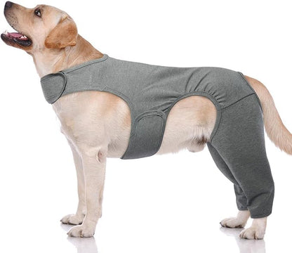 ROZKITCH Right Left Leg Recovery Sleeve for Dogs Rear Legs, Pet Prevent Licking Wound Elbow Protector, Protective Wound Pants for Dogs for Sprain ACL CCL Arthritis Joint Care Grey XL