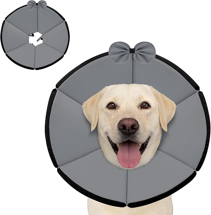 MAXFUT Soft Dog Cone Collar,Foam Cone for Dogs to Stop Licking After Surgery,Non Inflatable Dog Donut Cone (Grey, XL)