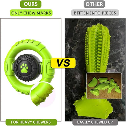 Dog Toys for Aggressive Chewers Large Medium Breed, Indestructible Squeaky Dog Chew Toys, Tough Nylon Rubber Interactive Dog Toys to Keep Them Busy