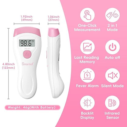 Non-Touch Forehead Thermometer, Digital 2-in-1 Infrared Thermometer for Adults, Kids, and Babies with Fever Alarm, Instant Reading, Medical-Grade Accuracy