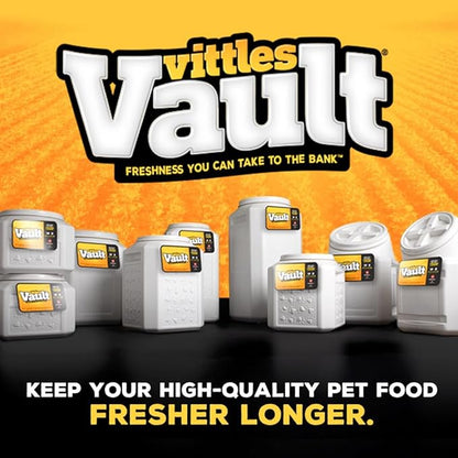 Vittles Vault Traditional Pet Food Storage Container For Dog Kibbles/Bird Seed/Oatmeal/Rice/Flour/Cereal, BPA Free Plastic, Sealed Airtight For Cat Food, Up To 30 lb, Made in USA, With Scoop, Gray