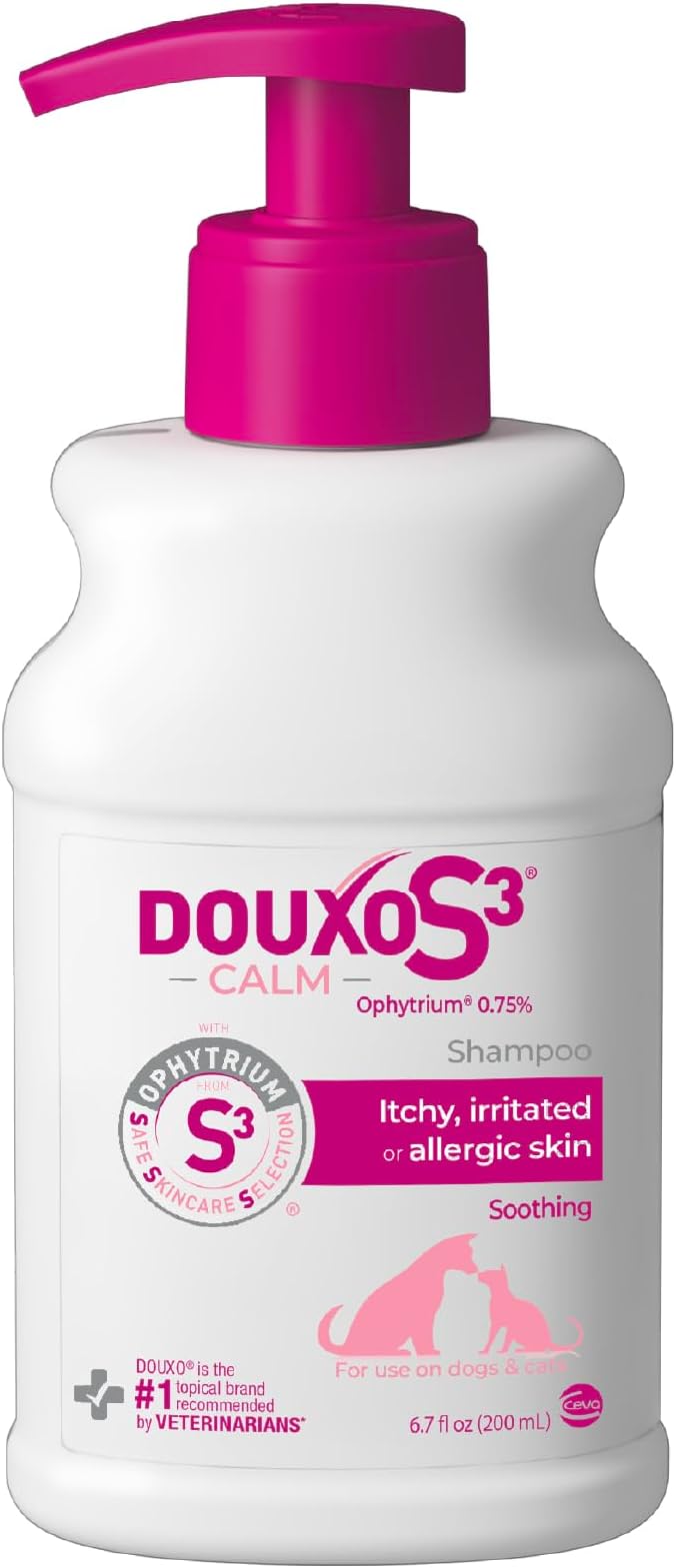 Douxo S3 Calm Shampoo, Contains 0.75% Ophytrium, Soothing, For Itchy, Irritated or Allergic Skin, For Dogs and Cats, 6.7 fl. oz. (200mL)