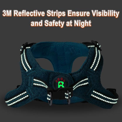 BARKBAY Dog Harness, Reflective Adjustable Step-in Vest Harness, Blue/Black, XXS