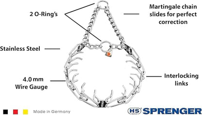 Herm Sprenger Stainless Steel Prong Dog Training Collar Ultra-Plus Pet Pinch Collar No-Pull Collar for Dogs Anti Pull Training Collar Made in Germany 4mm x 25in Large