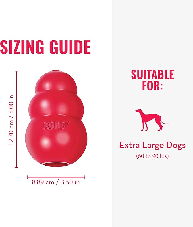 KONG Classic Stuffable Dog Toy - Fetch & Chew Toy for Dogs - Treat-Filling Capabilities & Erratic Bounce for Extended Play Time - Durable Natural Rubber Material - for Extra Large Dogs