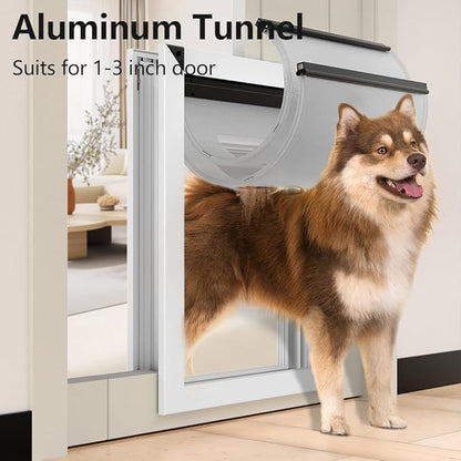 [MAVRICPOWER] Aluminum XL Dog Door for Door, Doggy Door with 2 Sliding Lock Panels for Extreme Weather, Pet Door for Dogs Up to 220 lbs
