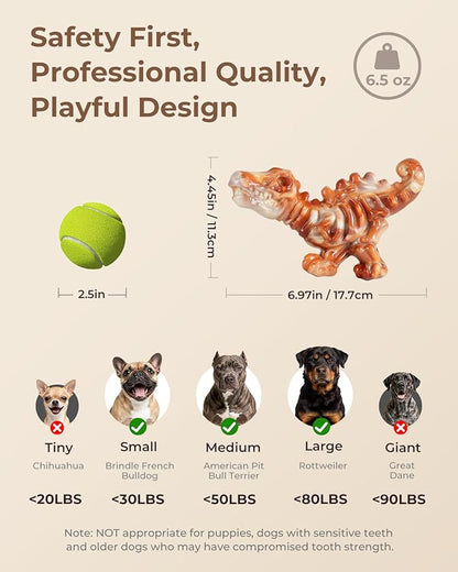 2 Pack Indestructible Dog Toys for Aggressive Chewers: Ultra-Dense Nylon, Bacon Flavor Chew Bones, Heavy Duty Tough Toys for Large Dogs 20-90 lbs, Long Lasting & Keep Them Busy