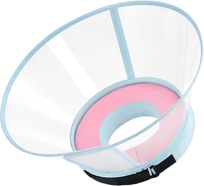 Sponge Core Dog Cone, Inflatable Dog Cone Collar Alternative, Dogs Donut Collar After Surgery, Soft Cone for Large Medium Small Dogs to Stop Licking, No Inflation Required, Clear View(Size 1, Pink)