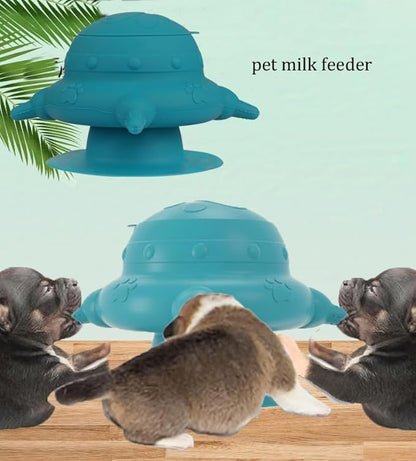 Puppy Milk Feeders Kitten Milk Feeders Bowl for Multiple Puppies Dog Automatic Feeder with 4 Teats Little Pets Food Water Feeding Station Silicone Nursing Feeder Bottle 230ml for Rabbit