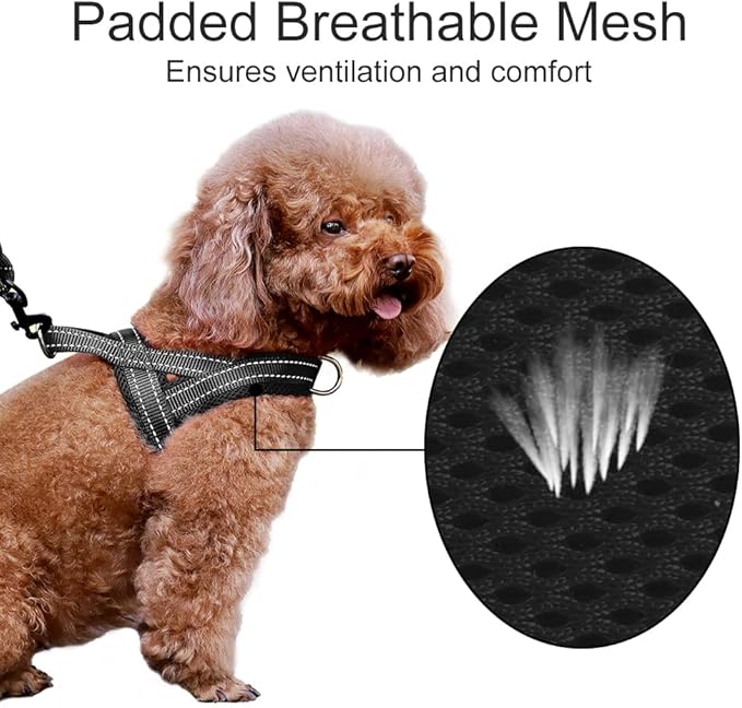Plutus Pet No Pull Dog Harness with Breathable Mesh Padded, Adjustable Reflective Escape Proof Dog Harness, Quick Fit Dog Vest Harness for Small Medium Large Dogs(S, Black)