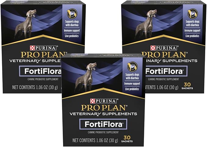 Purina Pro Plan Veterinary Supplements FortiFlora Dog Probiotic Supplement, Canine Nutritional Supplement 30 Ct. Box (Pack of 3)