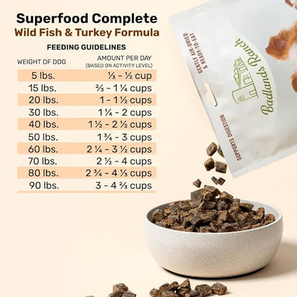 BADLANDS RANCH by Katherine Heigl – Superfood Complete Air-Dried Wild Fish & Turkey Dog Food – High Protein with Superfoods for Daily Wellness & Consistent Nutrition – 64 oz
