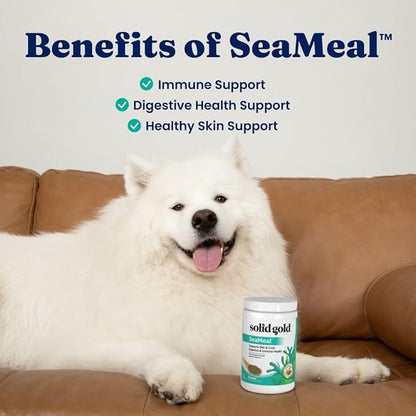 Solid Gold Cat & Dog Multivitamin Powder - Kelp Powder, Omega 3 & Vitamins for Dental, Digestive, Immune, Skin & Coat Health - Multi Vitamin for Dogs & Cats - Cat & Dog Food Additive Supplement - 1lb