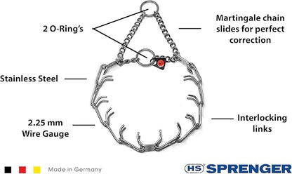 Herm Sprenger Stainless Steel Prong Dog Training Collar Ultra-Plus Pet Pinch Collar No-Pull Collar for Dogs Anti Pull Training Collar Made in Germany 2.25mm x 16in Small