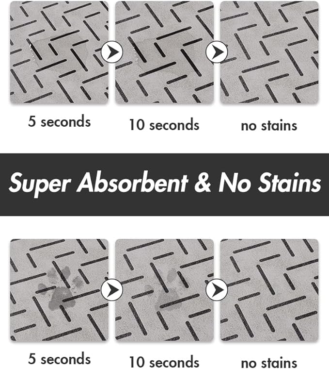 MontVoo-Absorbent Pet Feeding Mat-No Stains Quick Dry Dog Mat for Food and Water Bowl-Rubber Backing Dispenser Mat Accessories Supplies-Dog Bowl Messy Drinkers,(Light Grey,17"x28")