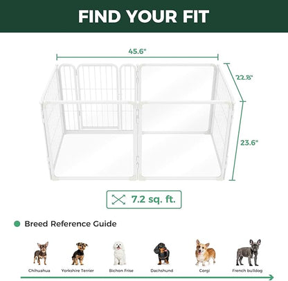 FXW AuraSpace Pro Acrylic & Wire Mesh Indoor Dog Playpen, 24" Height 6 Panels Metal Dog Pen for Puppies & Small Dogs, White│Patented