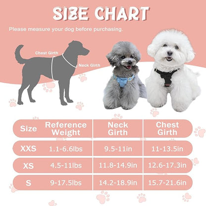 Guiding Star Dog Harness Small Sized Dog with Multifunction Leash, No Pull Puppy Dog Harness and Leash Set Training, Cute Soft Adjustable Dog Walking Harness Pet Vest Harness (Pink-S)