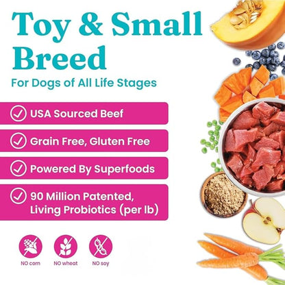 Solid Gold Toy & Small Breed Dry Dog Food Small Bites – Real Beef, Grain Free, Gluten Free, High Fiber Kibble with Probiotics for Gut Health & Digestion Support – Healthy Dog Food All Ages – 11LB