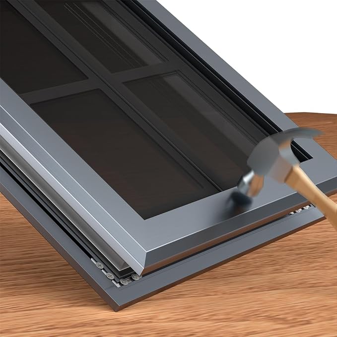 Aluminum French Large Dog Door,Strong Double Magnetic Flaps,with Aluminum Telescoping Tunnel Heavy-Duty Do g Door for X-Large and L arge Dog Up to 200LBS(Gray, X-Large)