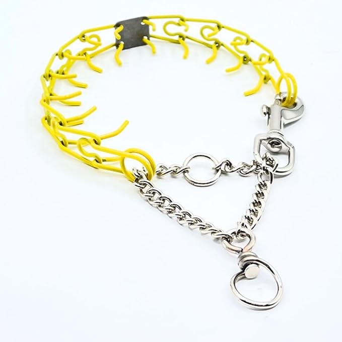 Clasp 2.25mm Stainless Dog Training Collar for Large Breeds | 16” Prong Collar for Dogs 26lbs & Up | No-Pull Collar | Behavior Aid | Canary Yellow