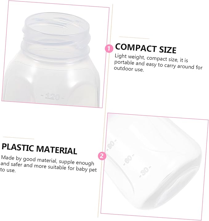 Levemolo 2pcs Cat Nursing Bottles Manual Feeder for Kittens and Puppies Milk Bottle Scale for Easy Feeding Yellow Pink
