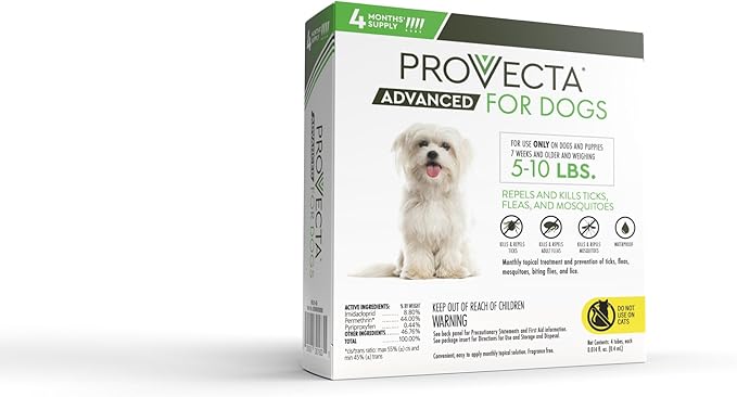 Provecta® Advanced for Small Dogs (5–10 lbs) Flea and Tick Topical Treatment, 4-Month Supply